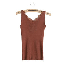 Load image into Gallery viewer, Plain Camisole Lace Splicing Double V-neck Vest