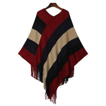 Load image into Gallery viewer, Knitted sweater sexy striped v neck cape