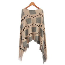 Load image into Gallery viewer, V neck fringed irregular cape