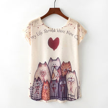 Load image into Gallery viewer, Cat Print T-shirt