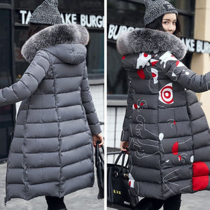 Winter woman in fur hood parkas