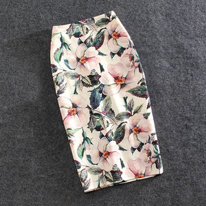 Flower print pencil skirt