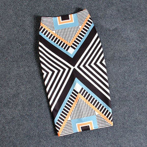 Geometric print pencil skirt