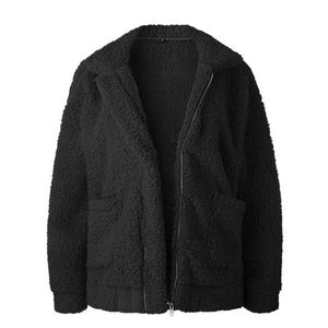 Elegant Faux Fur Coat Women 2018 Autumn Winter Warm Soft Zipper Fur Jacket Female Plush Overcoat Pocket Casual Teddy Outwear