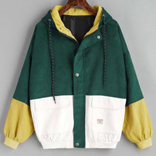 Load image into Gallery viewer, Long sleeve velvet patchwork oversized zipper jacket