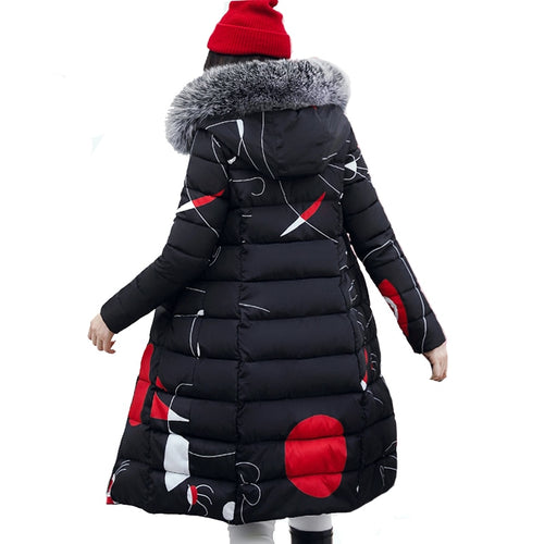 Winter woman in fur hood parkas