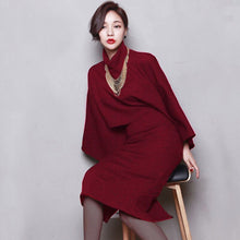 Load image into Gallery viewer, Winter two pieces set turtleneck tops and packed hip skirt