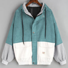 Load image into Gallery viewer, Long sleeve velvet patchwork oversized zipper jacket