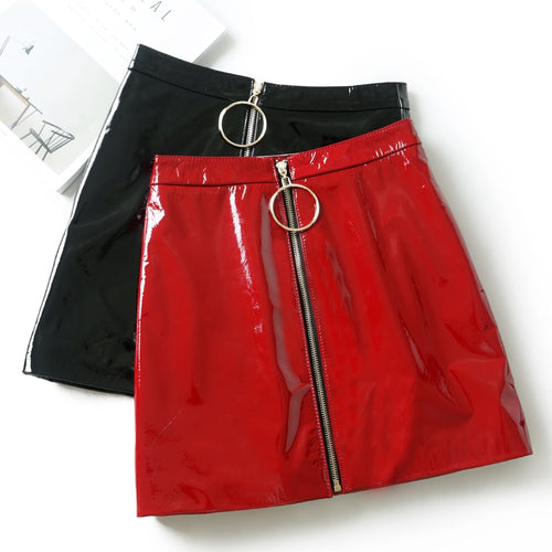 Casual faux leather mini skirt