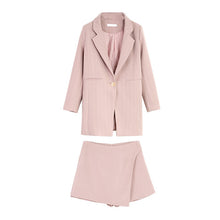 Load image into Gallery viewer, Single button notched striped blazer jacket