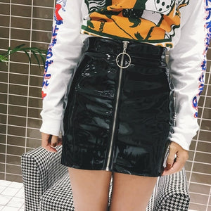 Casual faux leather mini skirt