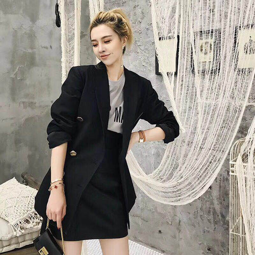 High waist leather skirt and t-shirt casual women suit