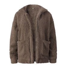 Load image into Gallery viewer, Elegant Faux Fur Coat Women 2018 Autumn Winter Warm Soft Zipper Fur Jacket Female Plush Overcoat Pocket Casual Teddy Outwear
