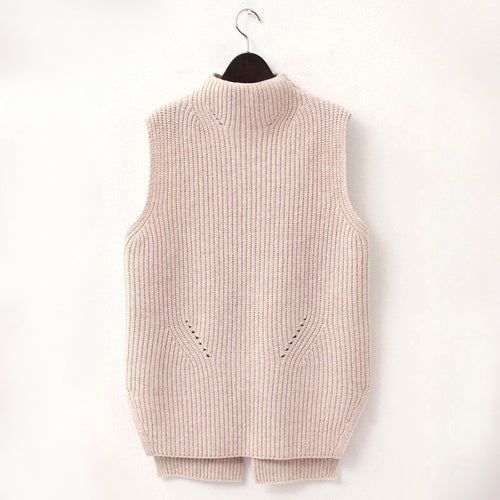 High neck knitted vest
