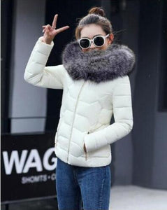 Fur hooded thick warm snow outerwear jacket