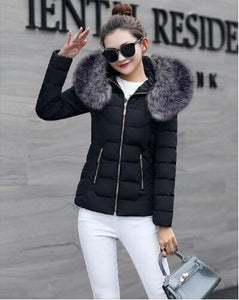 Fur hooded thick warm snow outerwear jacket