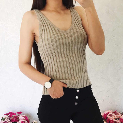 Knitted casual plain vest