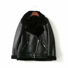 Load image into Gallery viewer, Autumn Winter Women Sashes Pu Leather Jacket