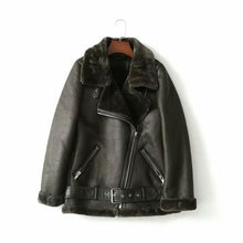 Load image into Gallery viewer, Autumn Winter Women Sashes Pu Leather Jacket