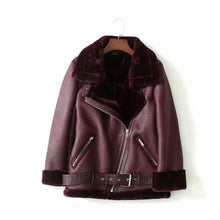 Load image into Gallery viewer, Autumn Winter Women Sashes Pu Leather Jacket