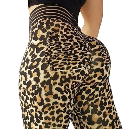 leopard patterned pocket workout tights