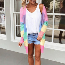 Load image into Gallery viewer, Autumn rainbow striped cardigan
