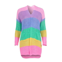Load image into Gallery viewer, Autumn rainbow striped cardigan
