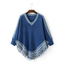 Load image into Gallery viewer, V-neck pattern with tasseled cape