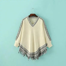 Load image into Gallery viewer, V-neck pattern with tasseled cape