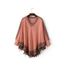 Load image into Gallery viewer, V-neck pattern with tasseled cape