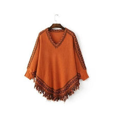 Load image into Gallery viewer, V-neck pattern with tasseled cape