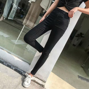 Spring jeans women's black vintage high waist jeans