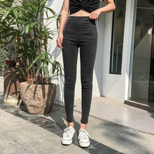 Load image into Gallery viewer, Spring jeans women's black vintage high waist jeans