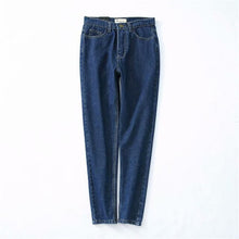 Load image into Gallery viewer, Classic style women's high waist washed light blue real denim pants (Boyfriend)